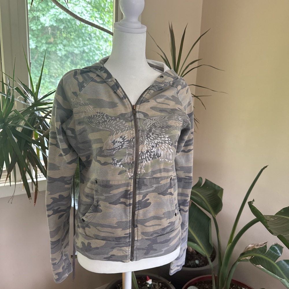 Self Esteem Camouflage Gray and Green Sweatshirt